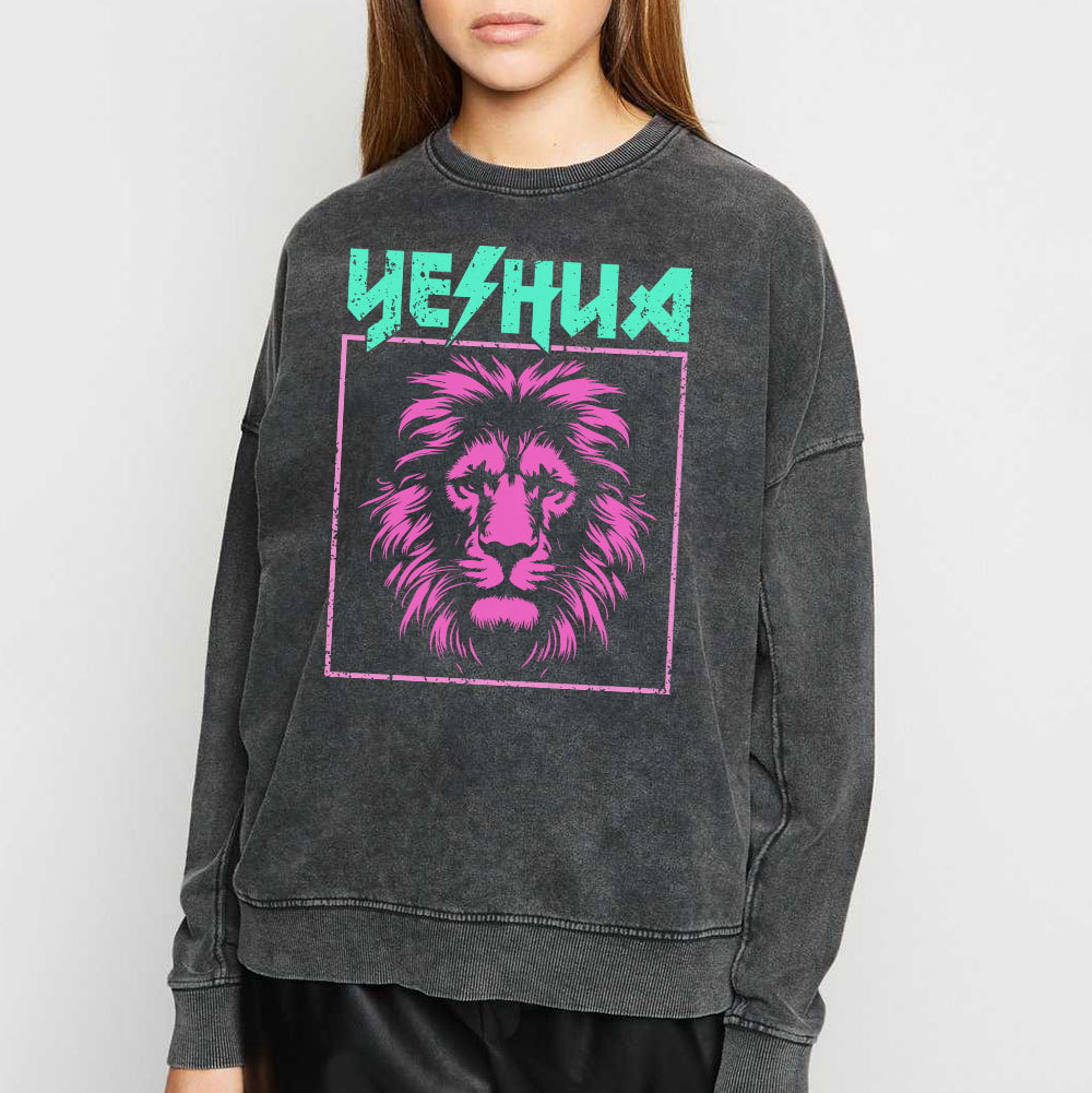 Yeshua Lion Christian Washed Sweatshirt
