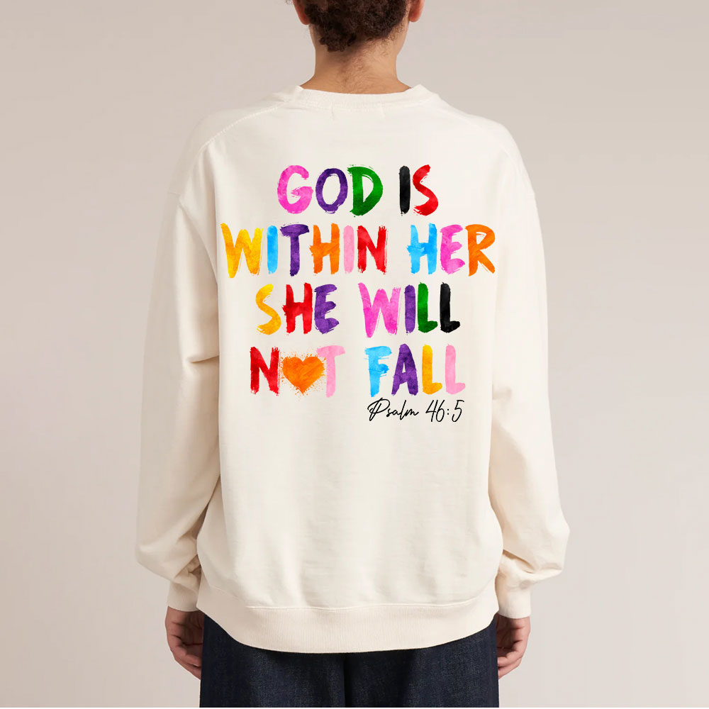 God Is Within Her She Will Not Fall Christian Washed Sweatshirt