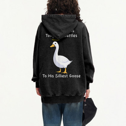 God Gives His Toughest Battles To His Silliest Goose Christian Washed Hoodie
