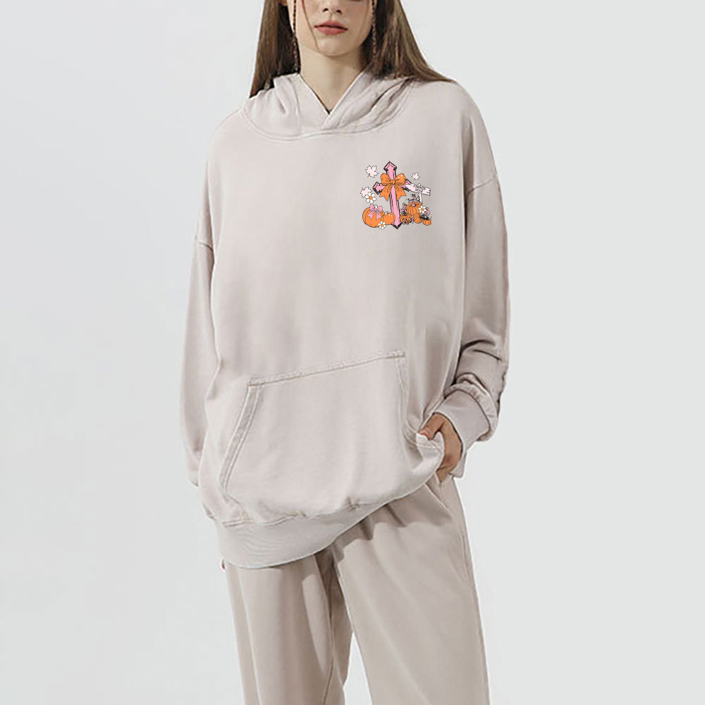 Fall For Jesus He Never Leaves Christian Washed Hoodie