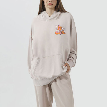 Fall For Jesus He Never Leaves Christian Washed Hoodie