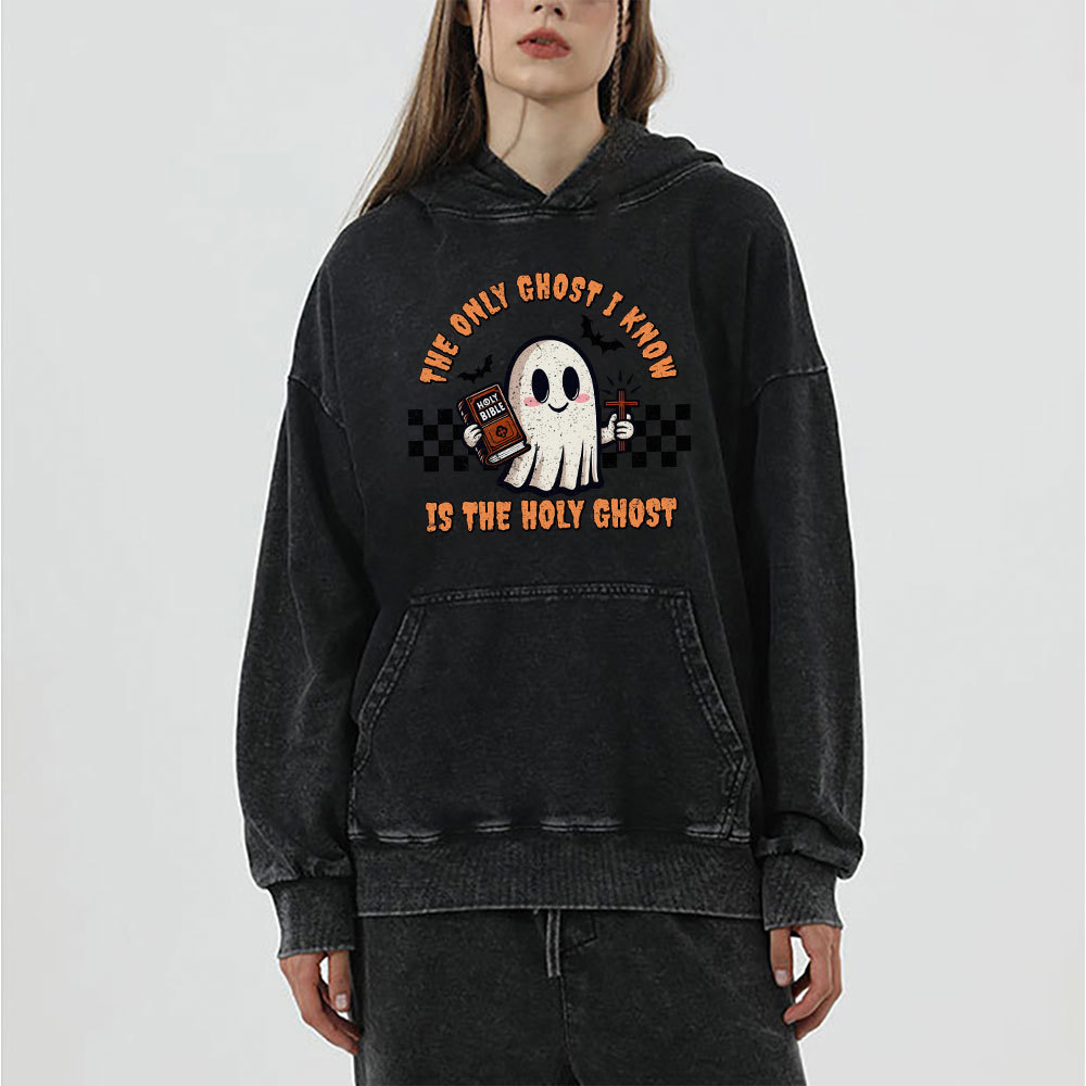 The Only Ghost I Know Is The Holy Ghost Christian Washed Hoodie
