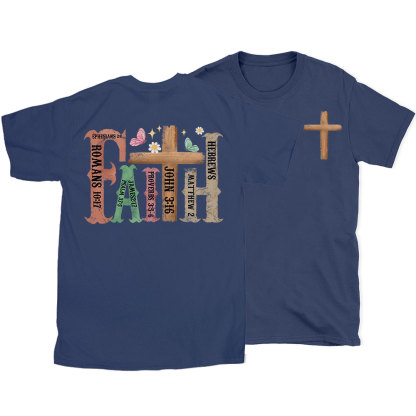 Retro Faith Cross Christian T-Shirt