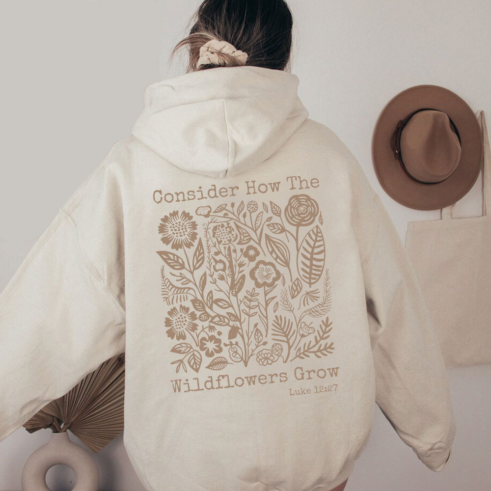 Consider How The Wildflowers Grow Christian Washed Hoodie