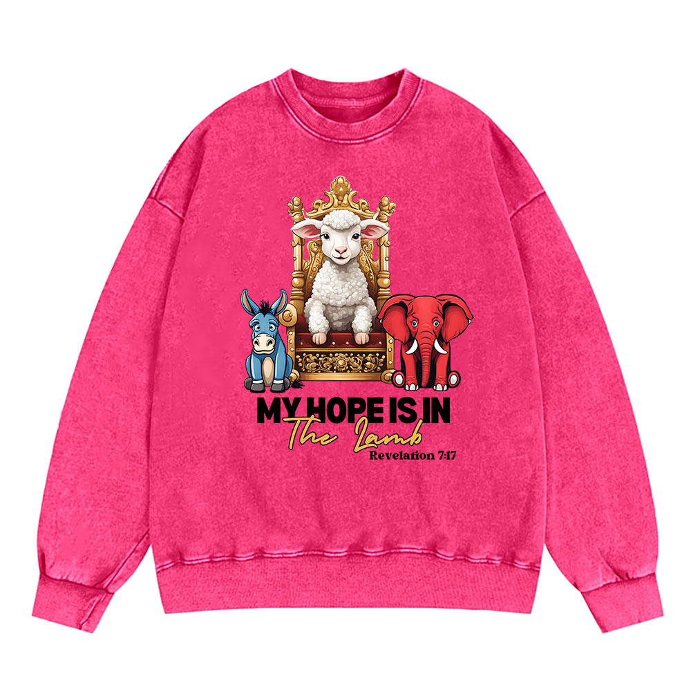My Hope Is In The Lamb Christian Washed Sweatshirt