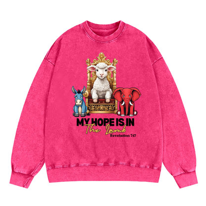 My Hope Is In The Lamb Christian Washed Sweatshirt