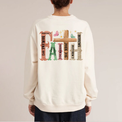 Retro Faith Cross Christian Washed Sweatshirt