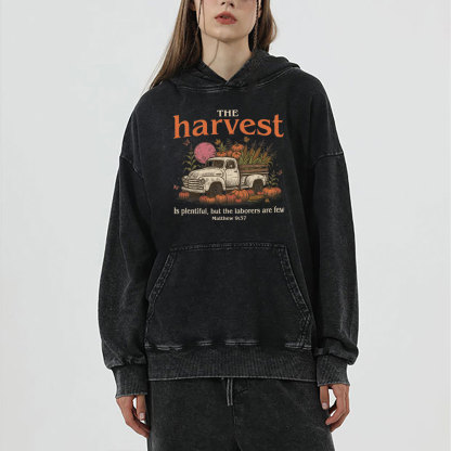 The Harvest Is Plentiful Christian Washed Hoodie