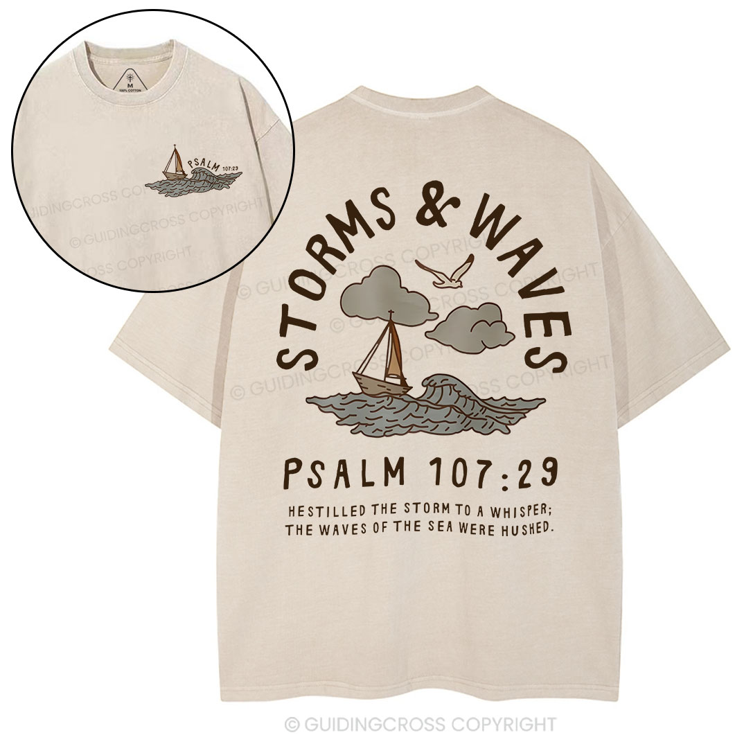 Storms And Waves Chirstian Washed T-Shirt