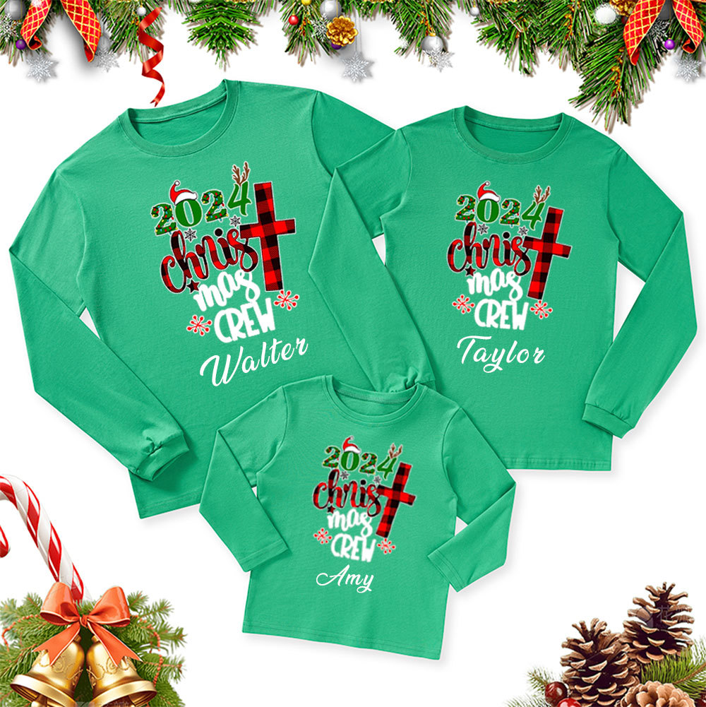 Personalized Christmas Crew Christmas Family Matching Long Sleeve T-Shirt