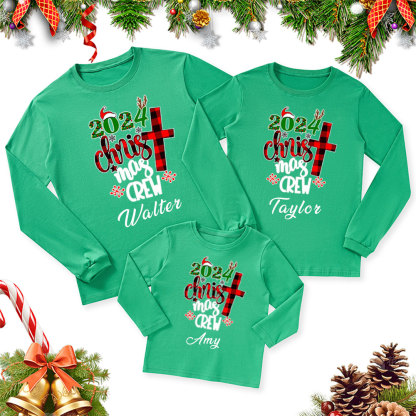 Personalized Christmas Crew Christmas Family Matching Long Sleeve T-Shirt