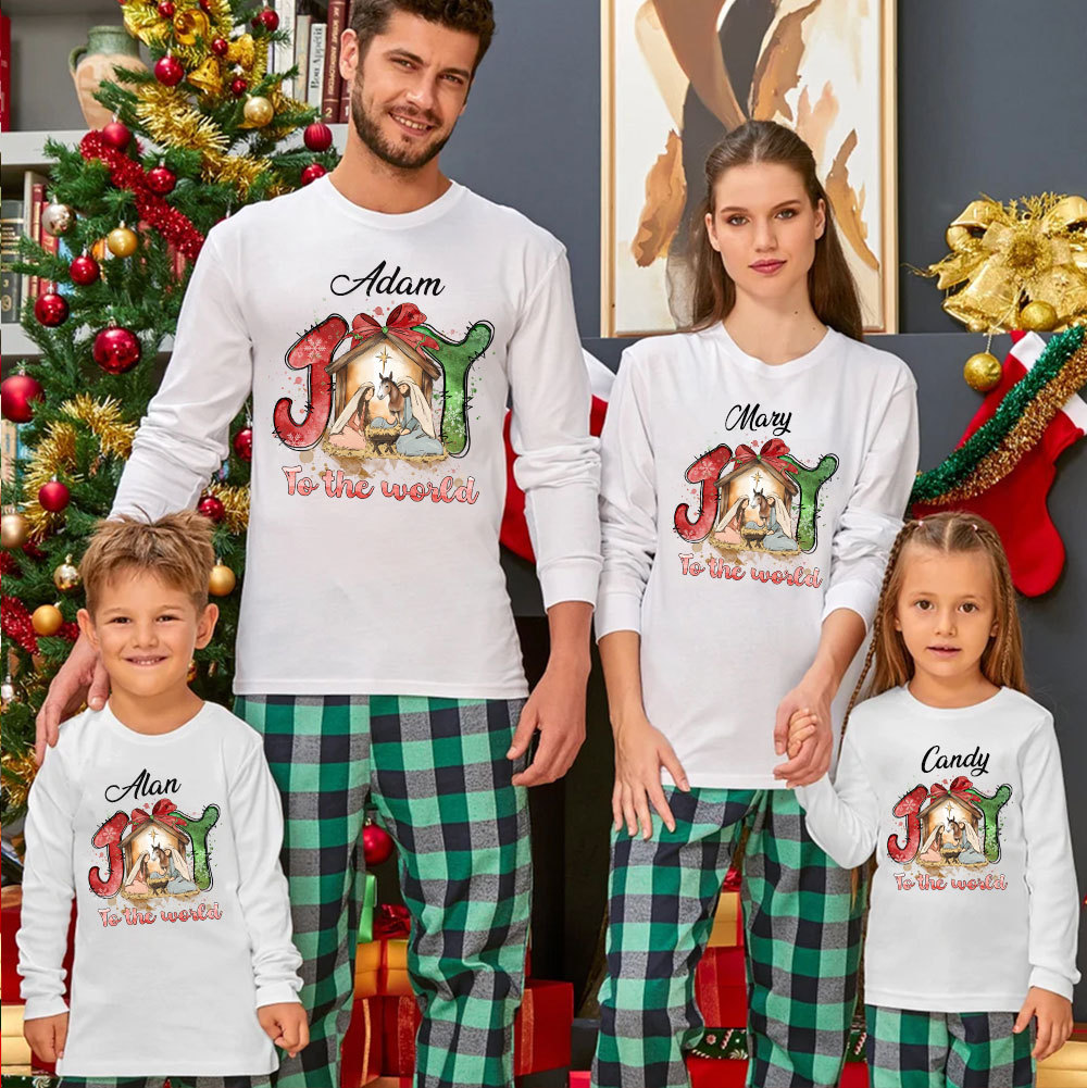 Personalized Joy To The World Christmas Family Matching Long Sleeve T-Shirt