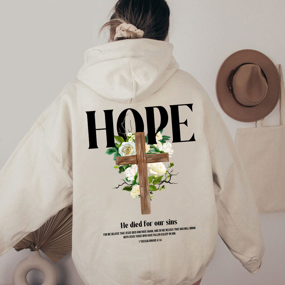 He Died For Our Sins Christian Washed Hoodie