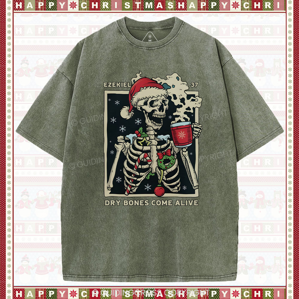 Dry Bones Come Alive Christmas Christian Washed T-Shirt