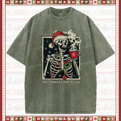 Dry Bones Come Alive Christmas Christian Washed T-Shirt