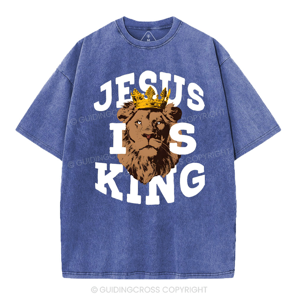 Jesus Is King Christian Washed T-Shirt