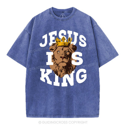 Jesus Is King Christian Washed T-Shirt