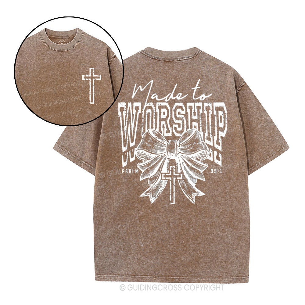 Made To Worship Bow Christian Washed T-Shirt