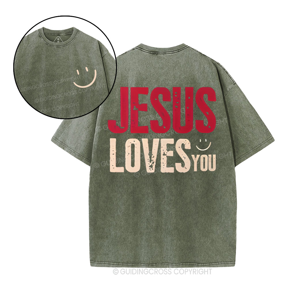 Jesus Loves You Christian Washed T-Shirt