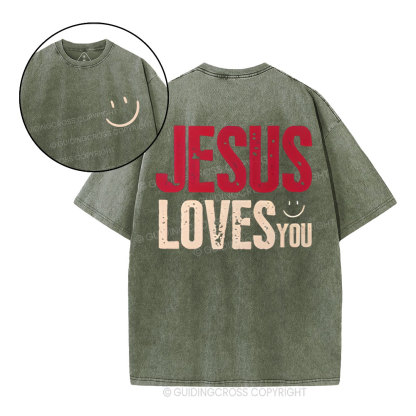 Jesus Loves You Christian Washed T-Shirt