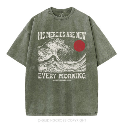 His Mercies Are New  Christian Washed T-Shirt