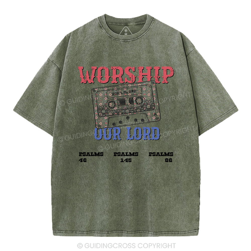 Worship Our Lord Christian Washed T-Shirt