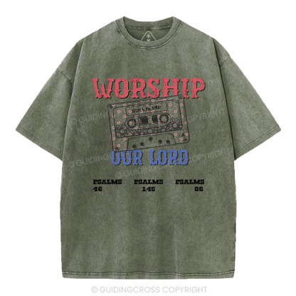 Worship Our Lord Christian Washed T-Shirt