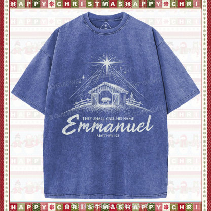 Emmanuel Christmas Christian Washed T-Shirt