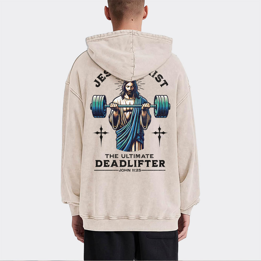 The Ultimate Deadlifter Christian Washed Hoodie