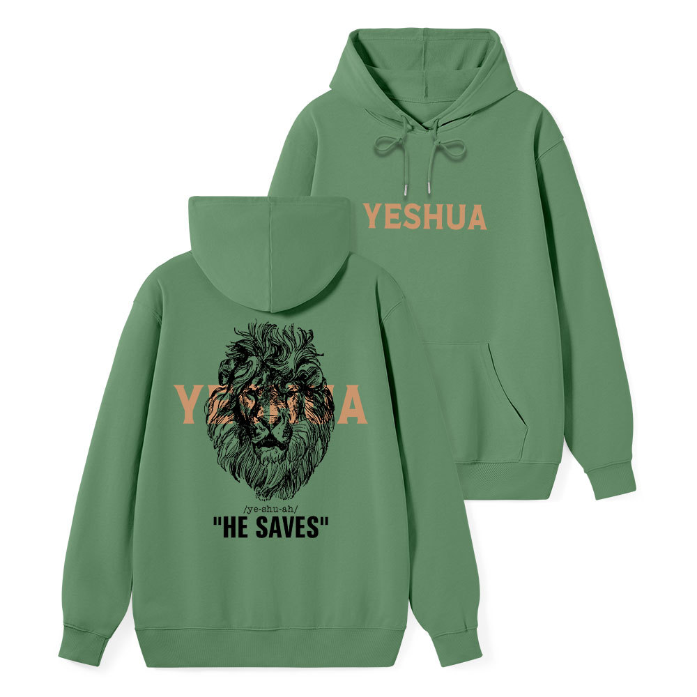 Yeshua He Saves Lion Classic Christian Hoodie