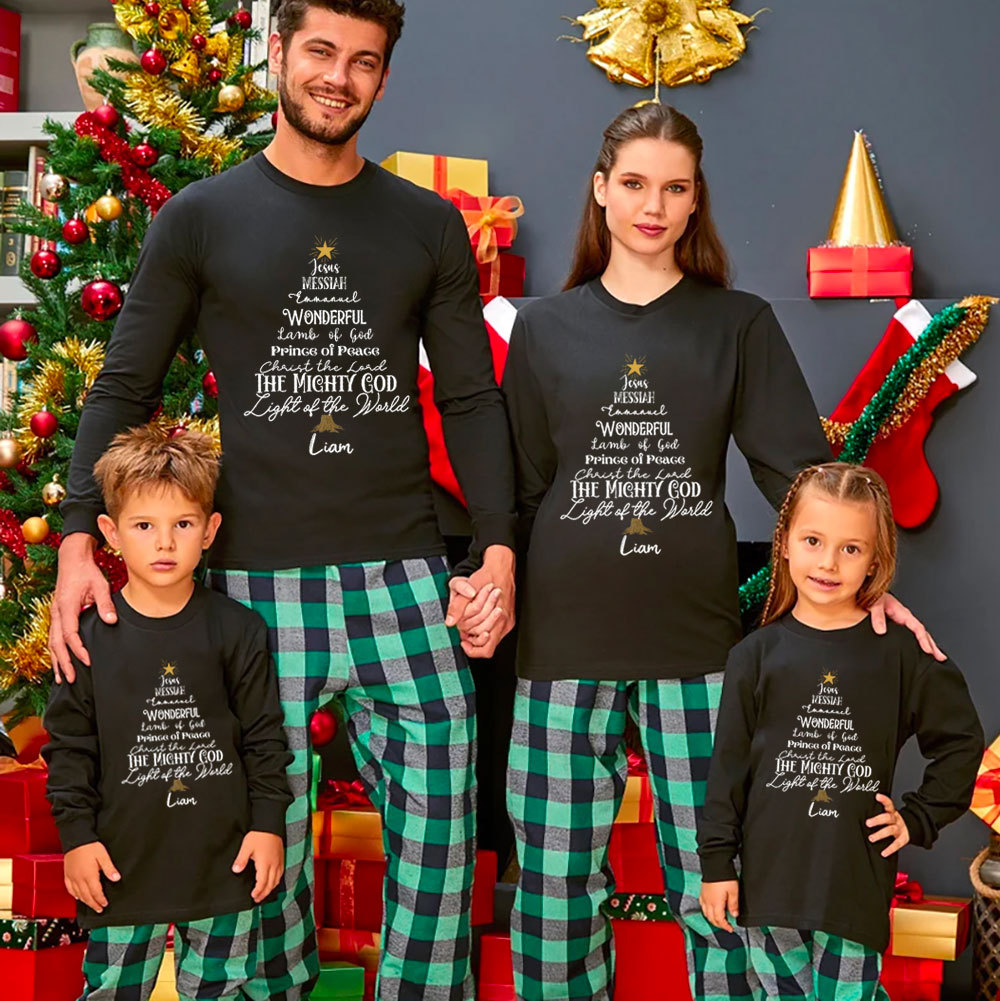 Personalized Name Of Jesus Christmas Family Matching Long Sleeve T-Shirt