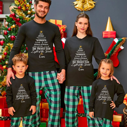 Personalized Name Of Jesus Christmas Family Matching Long Sleeve T-Shirt