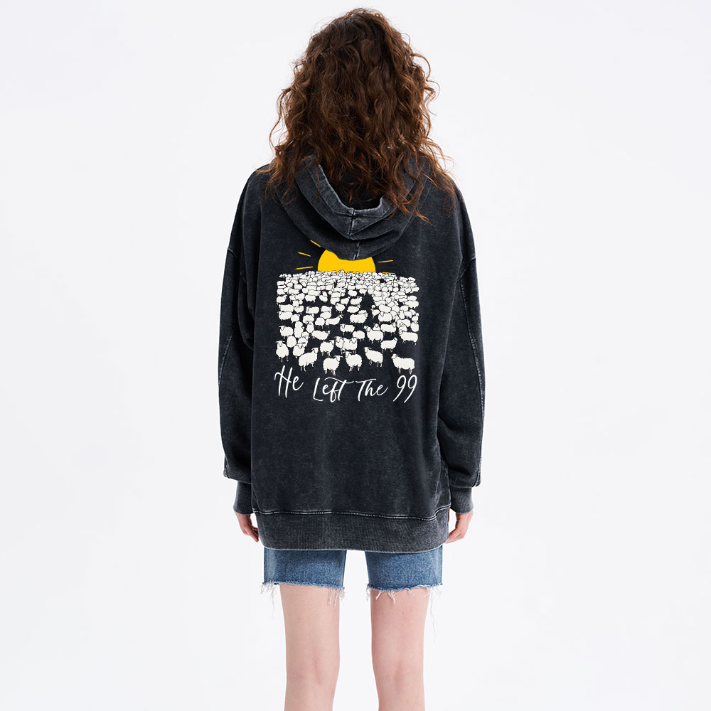 He Left The 99 Christian Washed Hoodie