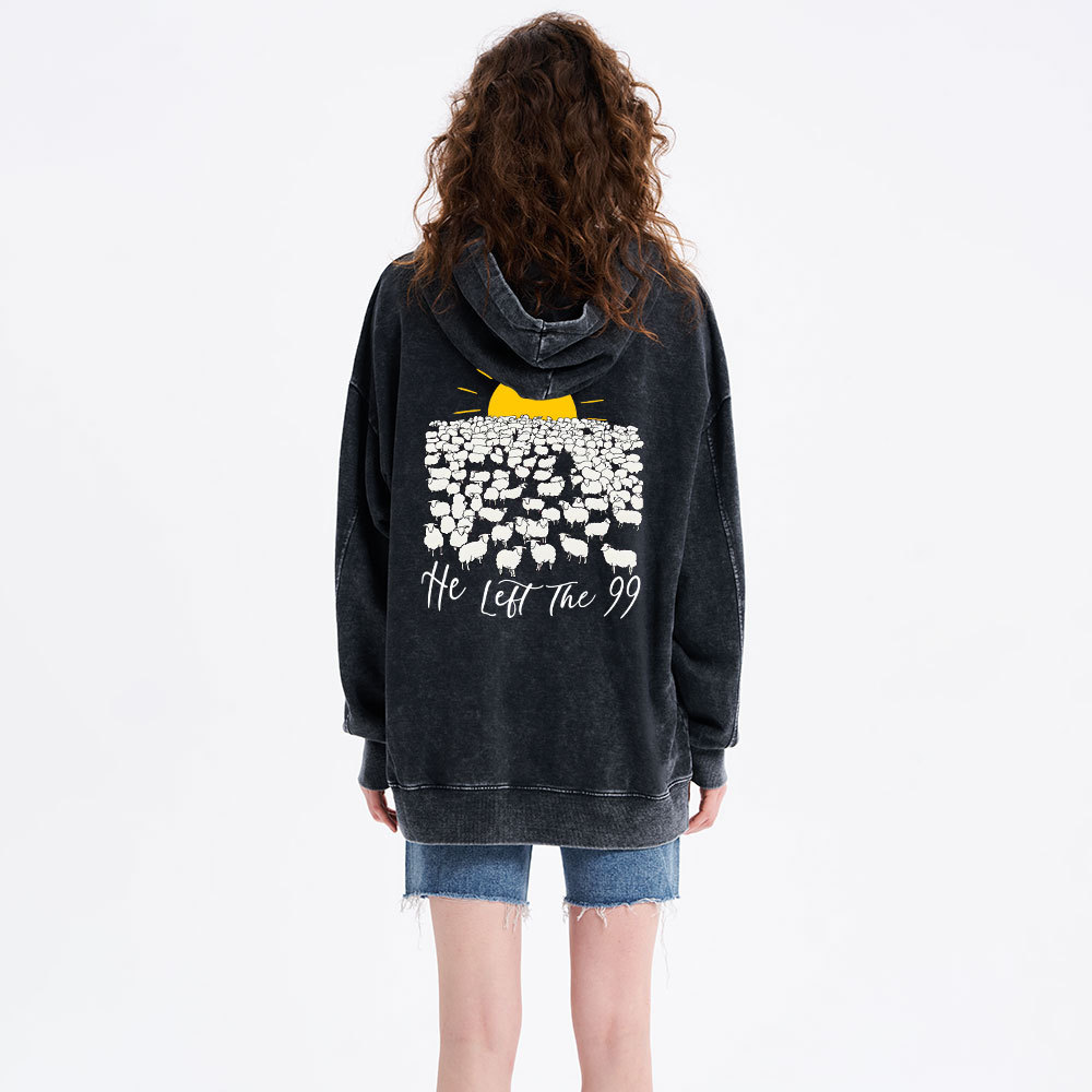 He Left The 99 Christian Washed Hoodie