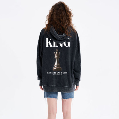 Jesus Is The King Of Kings Christian Washed Hoodie