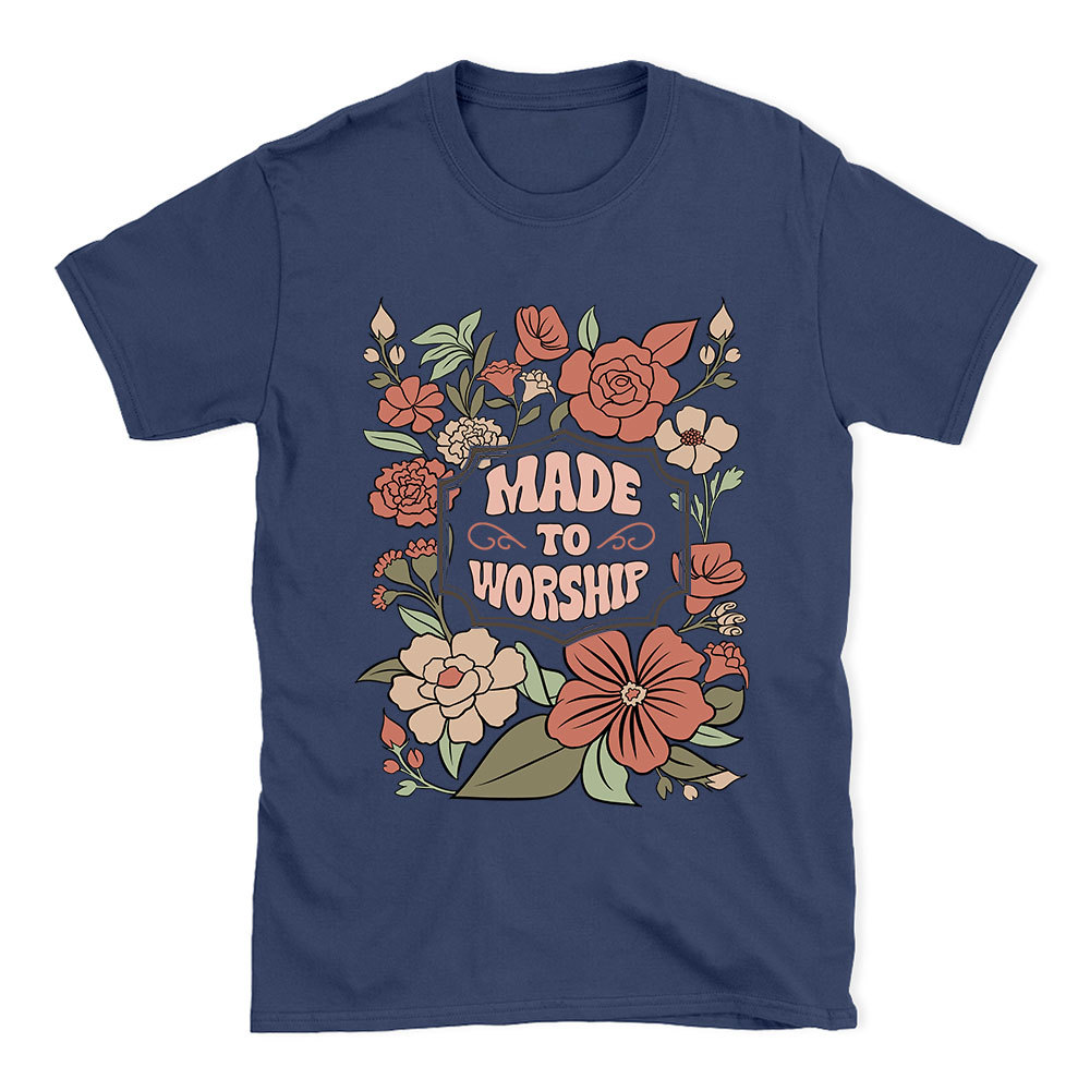 Made To Worship Retro Floral Christian T-Shirt