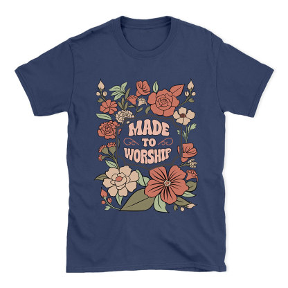 Made To Worship Retro Floral Christian T-Shirt