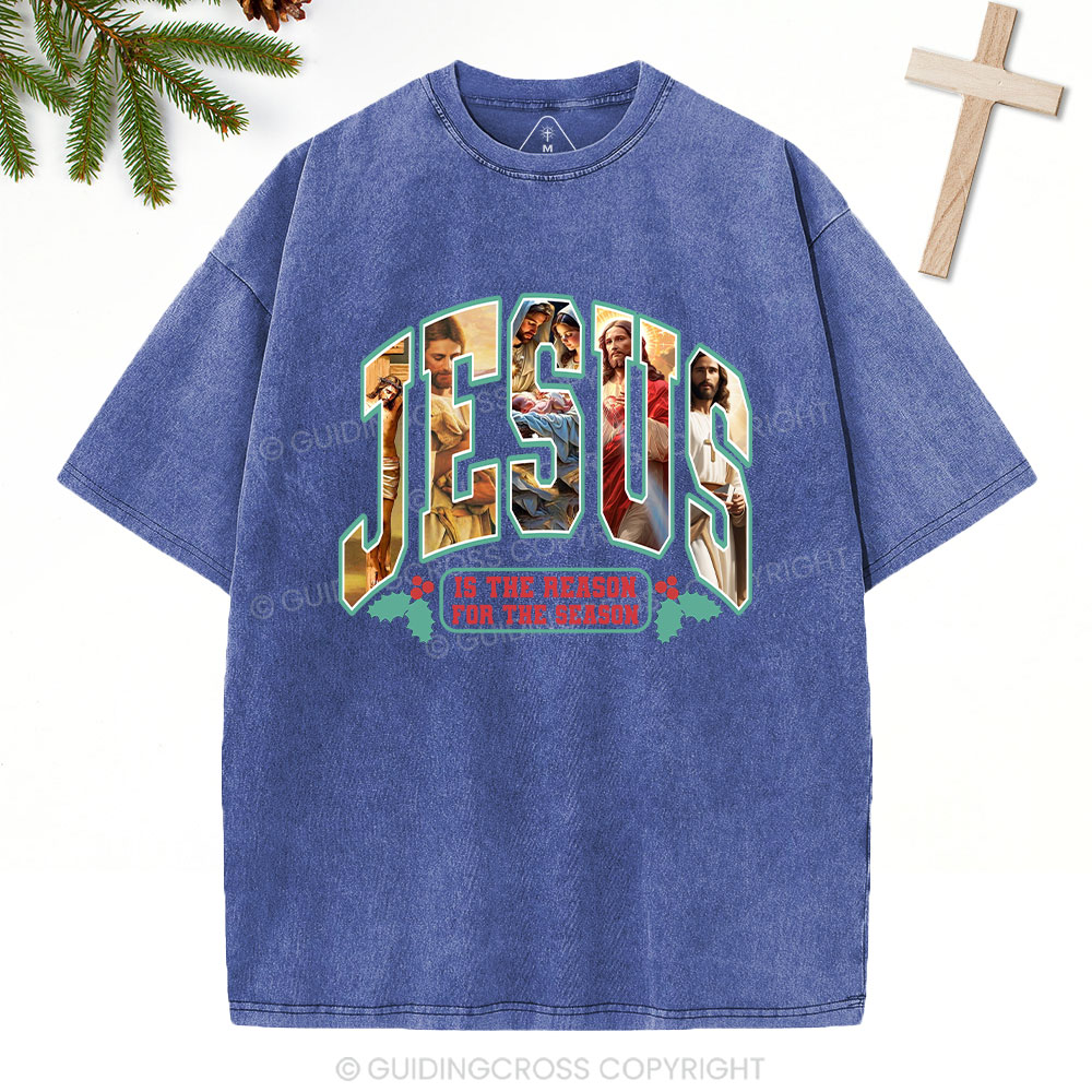 Jesus Is The Reason Christian Christmas Washed T-Shirt