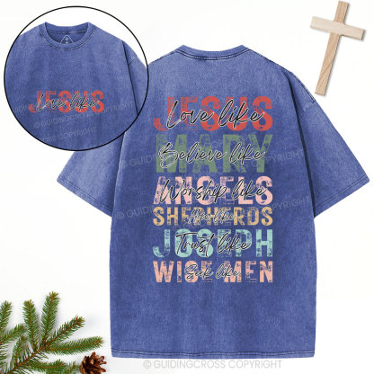 Love Like Jesus Christian Christmas Washed T-Shirt