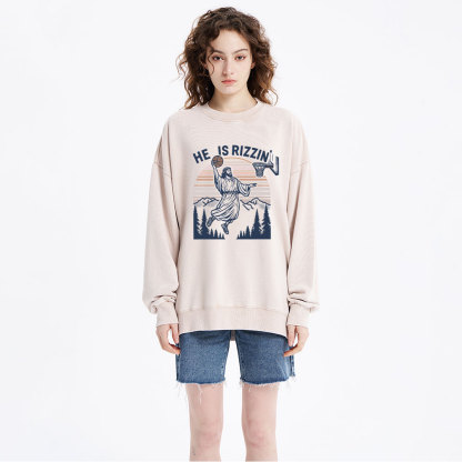 He Is Rizzen Christian Washed Sweatshirt