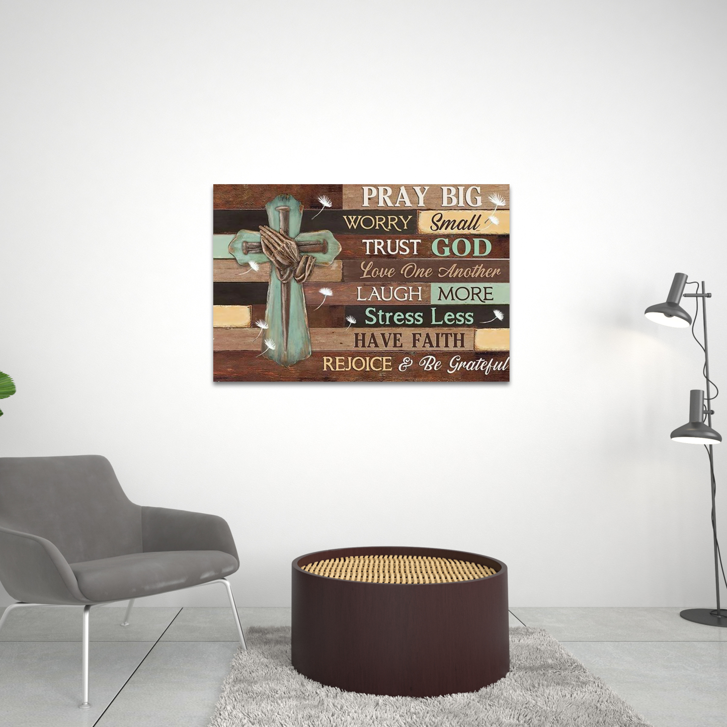 Canvas Pray Big Worry Small Trust God Laugh More Canvas Wall Art