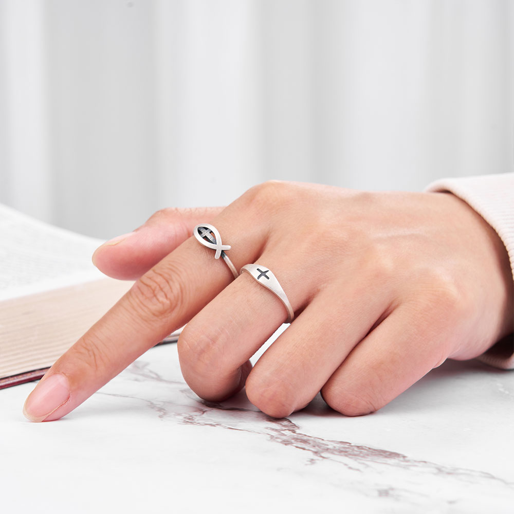  Jesus Fish Christian 925 Sterling Silver Ring