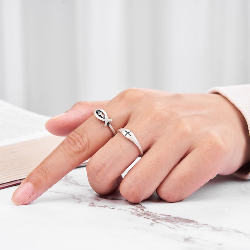  Jesus Fish Christian 925 Sterling Silver Ring