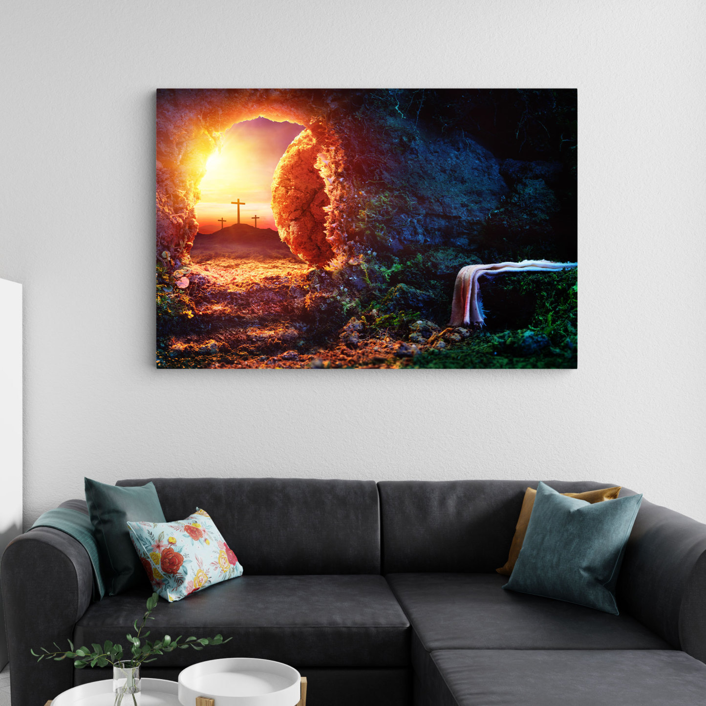 Crucifixion At Sunrise Christian Canvas Wall Art