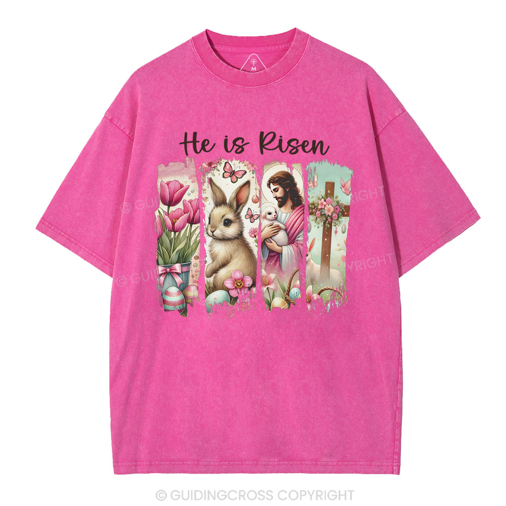 He Is Risen Christian Washed T-Shirt