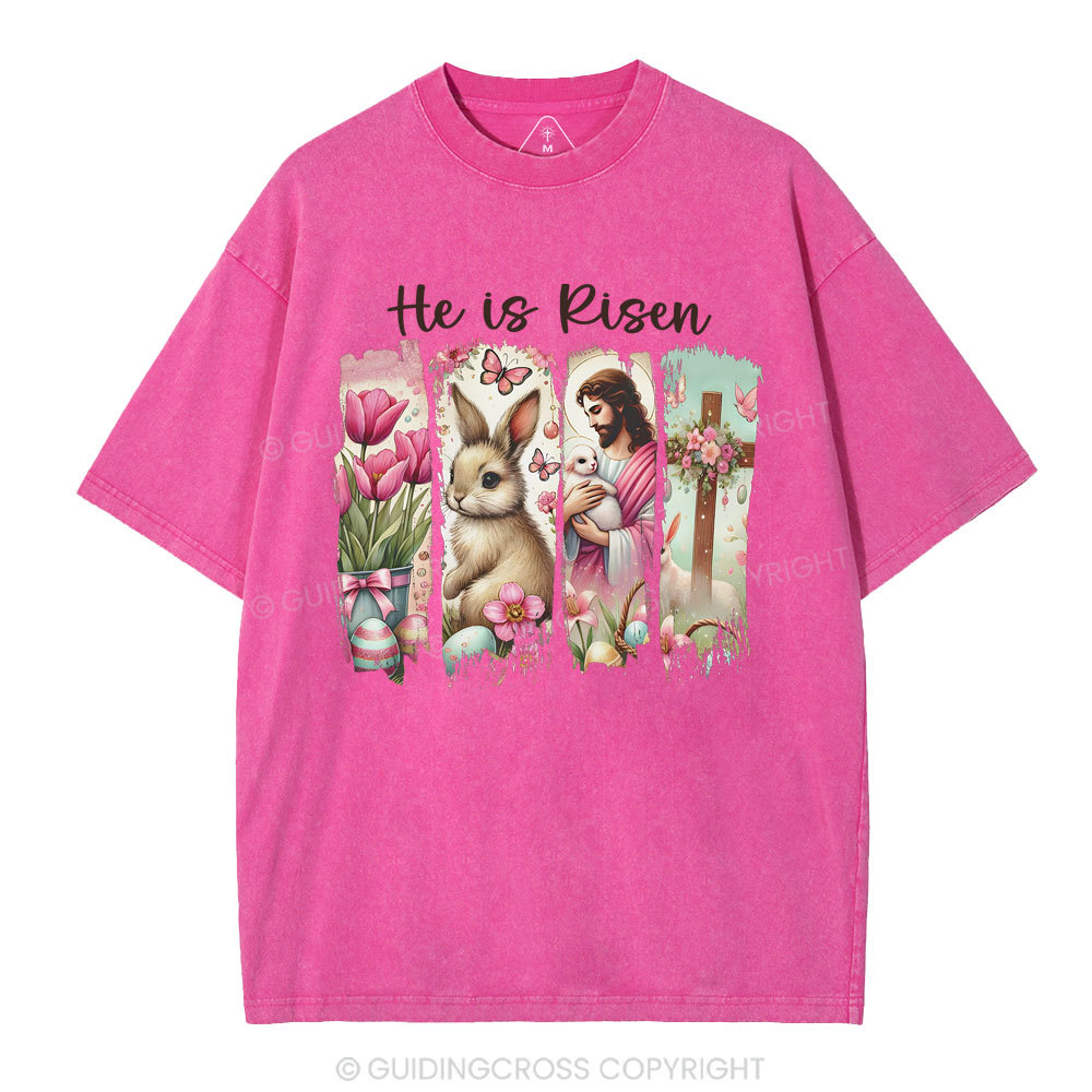 He Is Risen Christian Washed T-Shirt