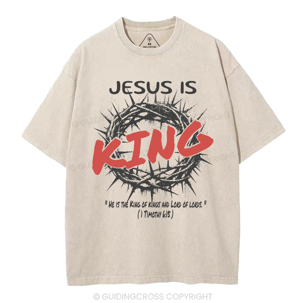 Jesus Is King Christian Washed T-Shirt
