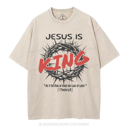 Jesus Is King Christian Washed T-Shirt