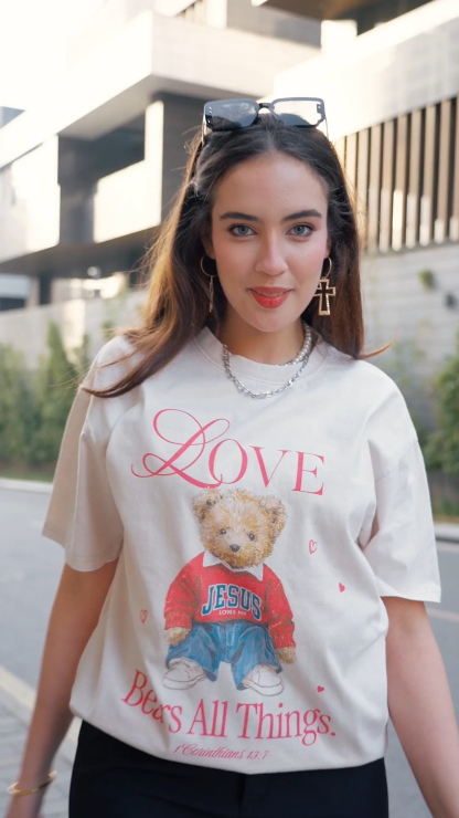 Love Bears All Things New Christian Washed T-Shirt