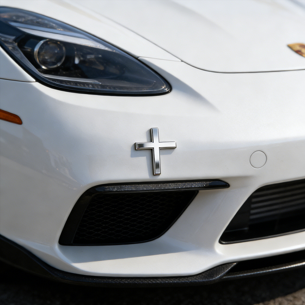 Christian 3D Metal Cross Car Emblem Sticker